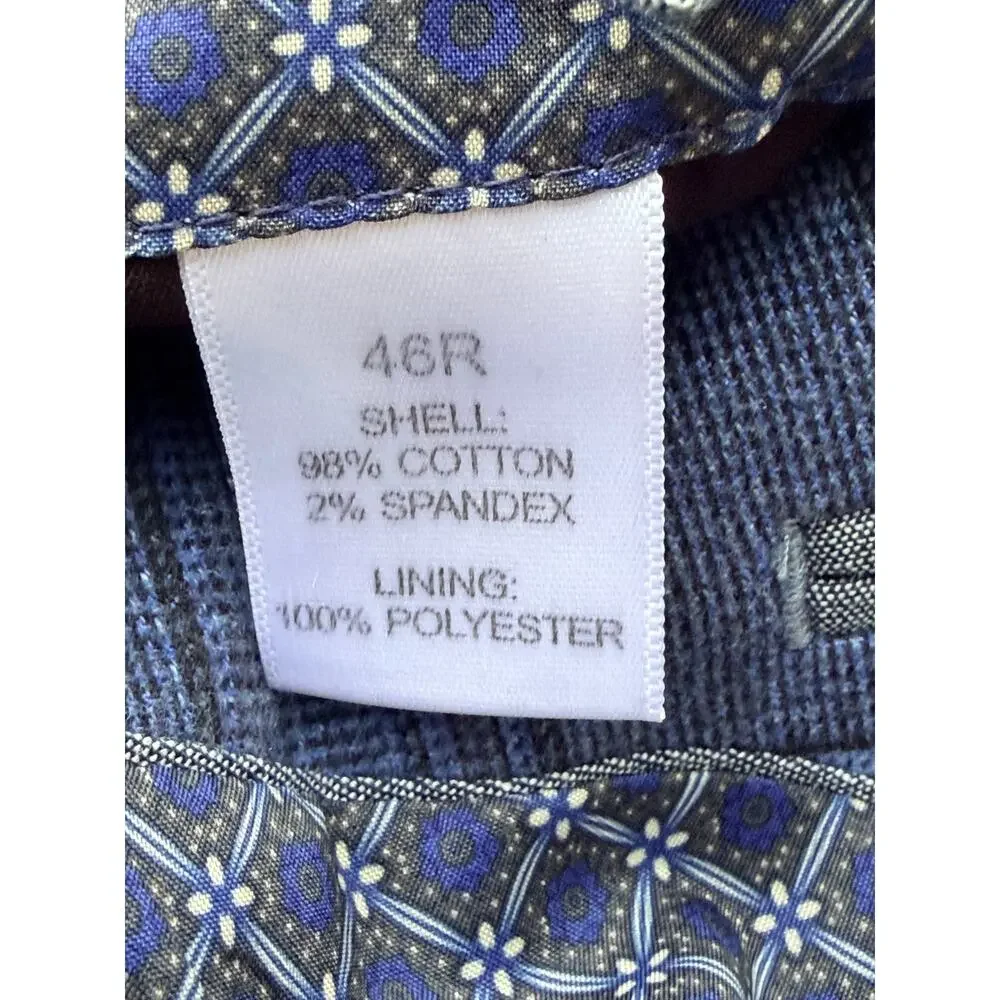 Crown & Ivy Men's 46R Blue Plaid Blazer Sport Coat Two Button Cotton Blend